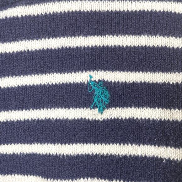 Vintage US Polo Womens Sweater Sz M Navy Preppy Striped Nautical Grunge Money - Picture 3 of 7